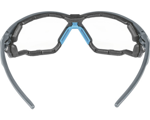 Innenansicht einer grauen Schutzbrille mit Polsterung