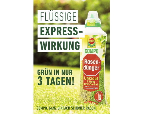 Compo Rasendünger für die Rasenpflege, wirkt gegen Unkraut und Moos