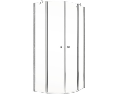 Eckdusche mit Drehtür aus Glas