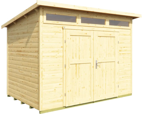 Holzgartenhaus mit Doppeltür und Fenstern