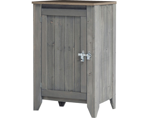 Gartenschrank/Outdoorküche Konsta Typ 559 inkl. 1 Tür 60 x 40 x 88 cm hellgrau Grauer Holzschrank mit einer Tür und einem Riegel