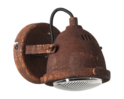 Rostfarbene Wandleuchte mit klarem Lampenschirm für den Innenbereich