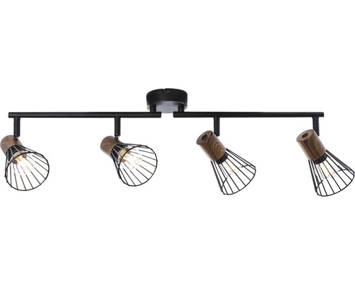 Deckenleuchte mit vier Strahlern und Holzdetails