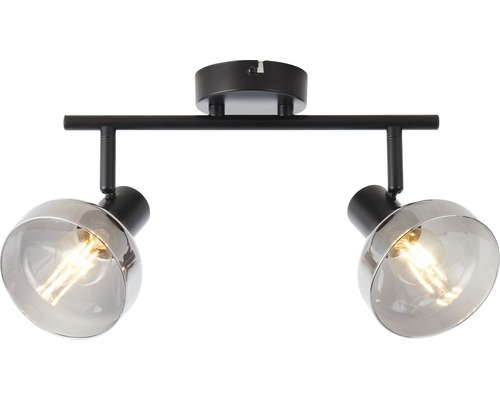 Deckenleuchte mit zwei Strahlern aus Glas und Metall