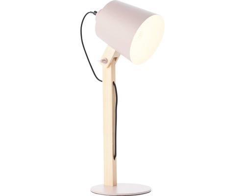 Tischleuchte mit Holzgestell und Lampenschirm