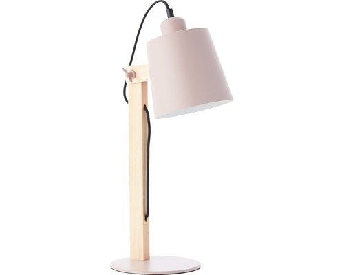 Schreibtischlampe mit Holzfuß und verstellbarem Lampenschirm