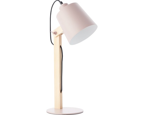 Tischleuchte mit Holzfuß und verstellbarem Lampenschirm