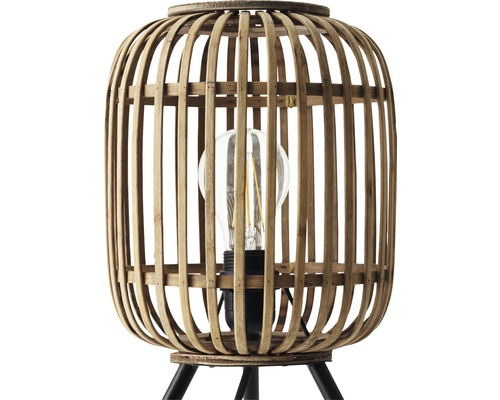 Tischleuchte mit Bambuskorb und Lampenfassung