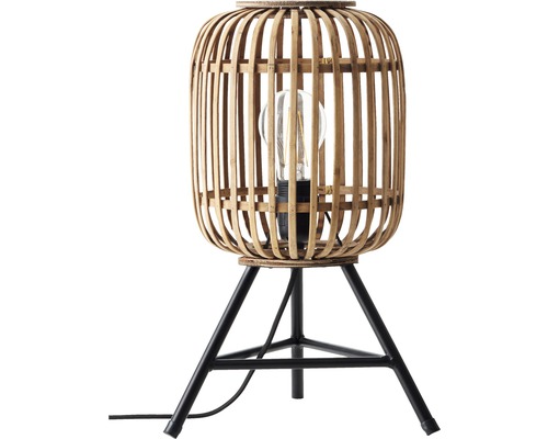 Tischleuchte aus Bambus mit schwarzem Metallfuß