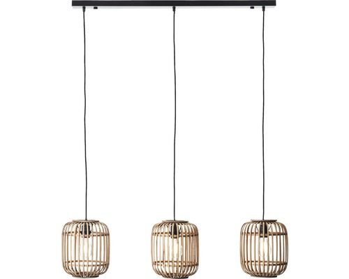 Hängeleuchte mit drei Lampen aus Bambus