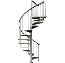 Pertura Aussenspindeltreppe Sania Ø 155 cm mit Lochblechstufen und Geländer 12 Steigungen-thumb-1
