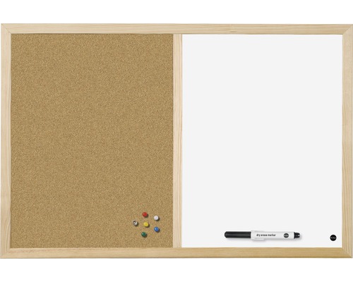 Pinnwand Aus Kork Mit Holzrahmen – 60 X 90 Cm, Doppelseitig, Für Zuhause, Büro, Schule