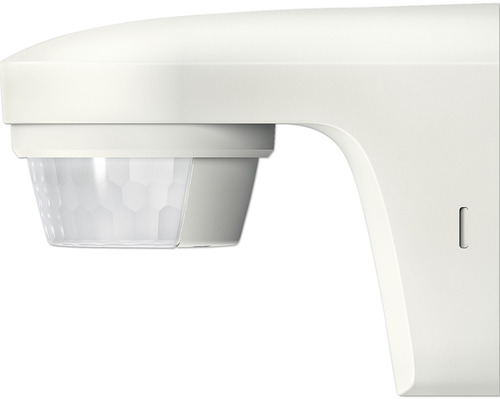 Theben Bewegungsmelder PIR theLuxa S180 WH halbrunder Erfassungsbereich 180° weiß Nahaufnahme eines Bewegungsmelders zur Wandmontage