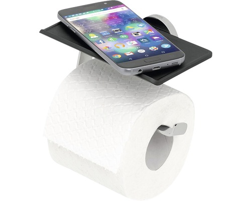 Toilettenpapierhalter mit Ablage und Toilettenpapierrolle