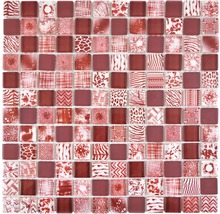 Glasmosaik Quadrat Crystal Mix red