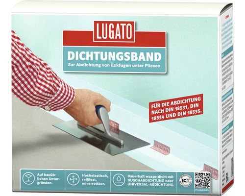 Lugato Dichtungsband 50 m x 200 mm x 0,4 mm Lugato Dichtungsband zur Abdichtung von Eckfugen unter Fliesen in der Verpackung