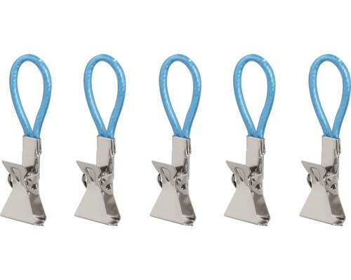 Fünf Wäscheklammern mit Schlaufe