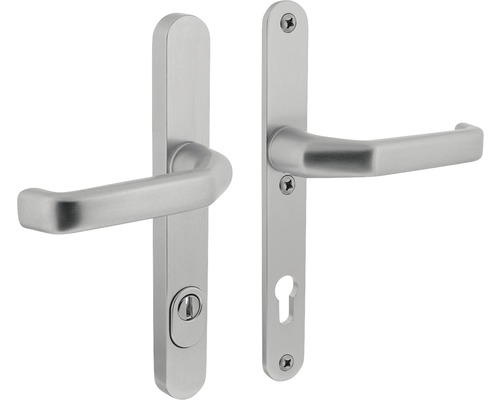 Schutzgarnitur Schmalschild Intersteel Drücker/Drücker PZ 92 mm Alu F1 eloxiert Türgriffgarnitur mit Langschild für Innentüren