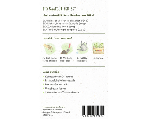 Bio Saatgut 4er Set Packung