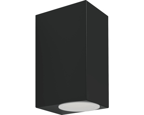 LED Außenwandleuchte 2x GU10/4,6W 2x 400 lm 3000 K 15,5x9 cm Jabaga schwarz Schwarze Wandleuchte in Würfelform