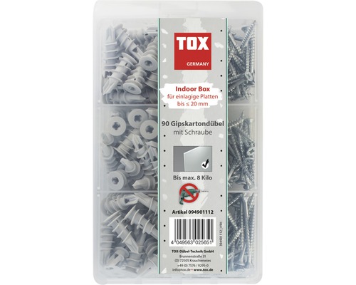 Sortimentsbox Tox Indoor Gipskartondübel 180 Teile 094901112 TOX Indoor Box mit 90 Gipskartondübeln und Schrauben