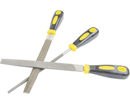 Drei Metallfeilen mit Kunststoffgriff