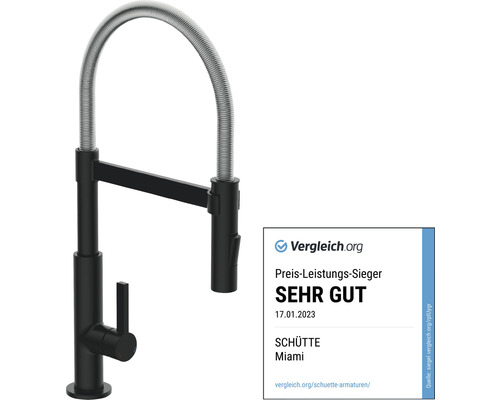 Schuette Miami Küchenarmatur in Schwarz mit flexiblem Auslauf