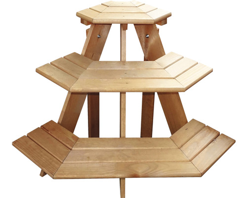 Blumentreppe Eckelement aus Holz 87 x 59 x 62 cm Holz honey Holzpflanzenständer mit drei Ebenen für den Garten