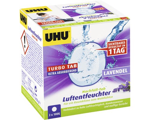 UHU airmax Nachfülltabs für Ambiance lavendel 2x 100 g Uhu Luftentfeuchter Nachfüllpackung, Lavendelduft