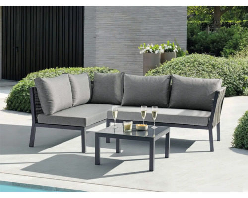 Balkonset Destiny NESSO 4 -Sitzer bestehend aus: 2 Sofas, Tisch Aluminium anthrazit grau