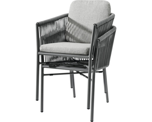 Gartensessel mit Seilbespannung und Sitzkissen