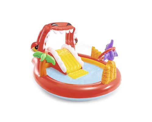 Aufblasbares Planschbecken mit Dinosaurier-Design und Rutsche