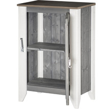 Holzschrank mit zwei Regalen und zwei Türen