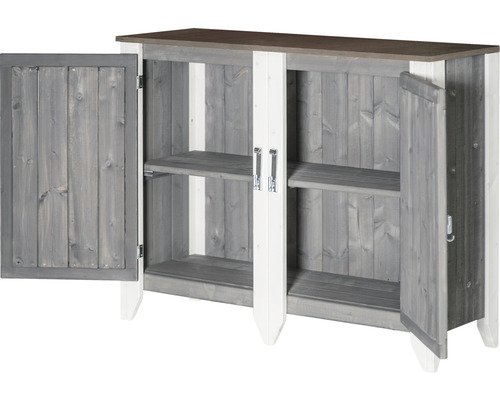 Gartenschrank/Outdoorküche Konsta Typ 561 Sideboard inkl. 2 Türen 115 x 40 x 88 cm hellgrau-creme