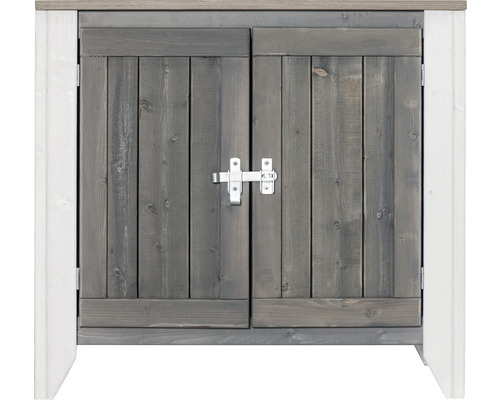 Holzschrank mit zwei Türen und Verschluss
