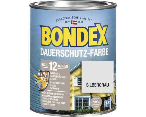 Bondex Dauerschutz-Farbe in Silber Grau für den Außen- und Innenbereich