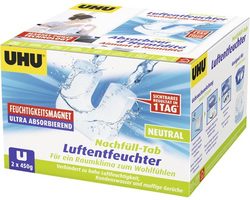 UHU airmax Nachfülltabs für Ambiance neutral 2x 450 g UHU Luftentfeuchter Nachfüllpackung für Raumentfeuchter