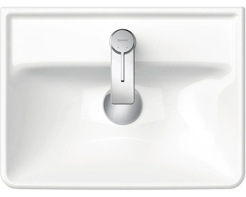 Aufnahme eines Waschbeckens mit Armatur von oben