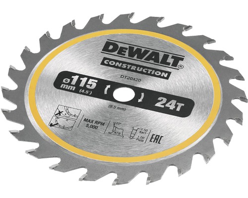 DeWalt Konstruktionskreissägeblatt mit 115 Millimeter Durchmesser und 24 Zähnen