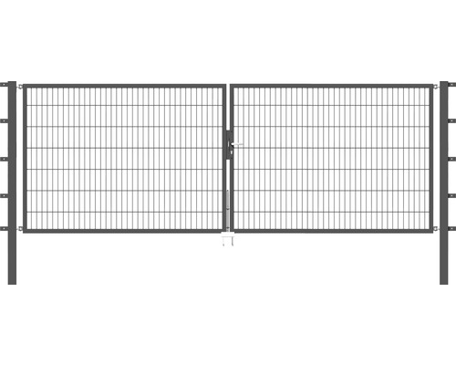 Stabgitter-Doppeltor ALBERTS Flexo Typ 6/5/6 400 x 140 cm inkl. Pfosten 8 x 8 cm anthrazit