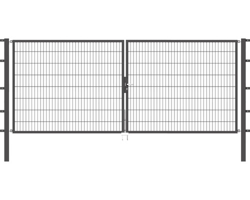 Stabgitter-Doppeltor ALBERTS Flexo Typ 6/5/6 400 x 160 cm inkl. Pfosten 8 x 8 cm anthrazit