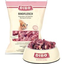 Dibo Rindfleisch Katzenfutter in Verpackung und Schale