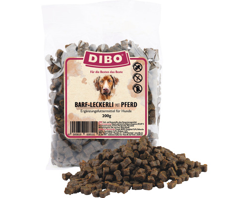 Dibo Barf-Leckerli mit Pferd für Hunde in 200 Gramm Packung