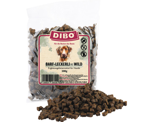 Dibo Barf-Leckerli mit Wild, Ergänzungsfuttermittel für Hunde, 200 Gramm