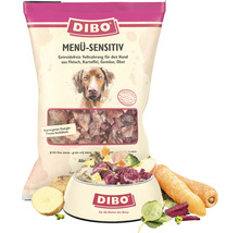 Verpackung Dibo Menü Sensitiv Hundenahrung mit Fleisch, Kartoffeln, Gemüse und Obst