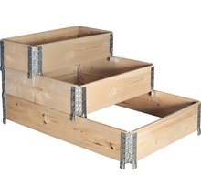 Hochbeet-Treppe aus Holz mit Metallecken