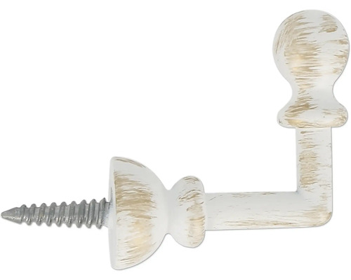 Zierhaken Kugel 3 cm weiß/gold 2 Stk. Gardinenhaken aus Holz mit Schraube