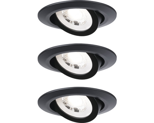 Paulmann LED Einbauleuchten-Set 3-step dimmbar 3x6W 3x450 lm 3000 K warmweiß Ø 82 mm schwenkbar schwarz 230V 3 Stück