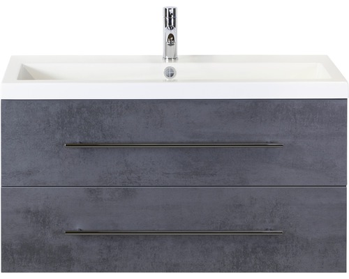 Einzelbadmöbel Sanox Straight BxHxT 100 x 55 x 40 cm Frontfarbe beton anthrazit mit Waschtisch Mineralguss weiß Griff chrom glanz 84715441 Einzelbadmöbel Sanox Straight BxHxT 100 x 55 x 40 cm Frontfarbe beton anthrazit mit Waschtisch Mineralguss weiß Griff chrom glanz 84715441