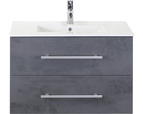 Badmöbel-Set Sanox Stretto BxHxT 81 x 52 x 39 cm Frontfarbe beton anthrazit mit Waschtisch Keramik weiß Badmöbel-Set Sanox Stretto BxHxT 81 x 52 x 39 cm Frontfarbe beton anthrazit mit Waschtisch Keramik weiß